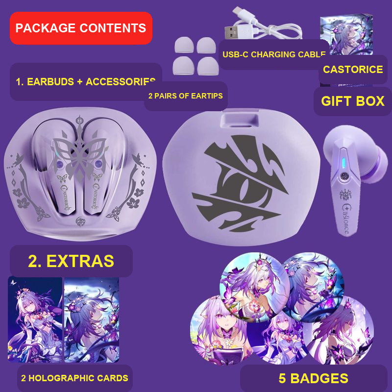 Castorice wireless earbuds package contents — design 29