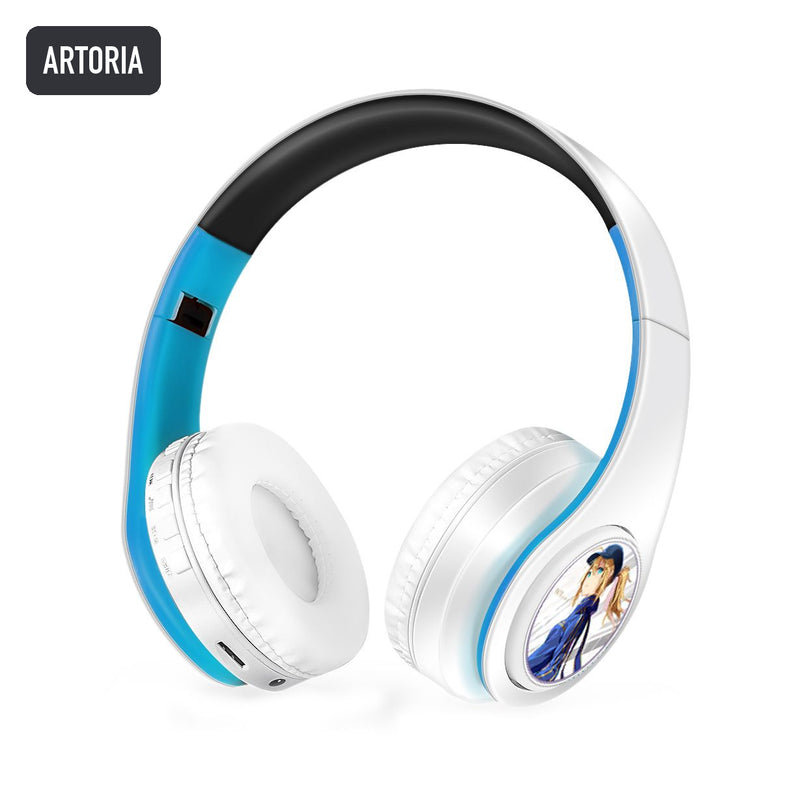 Artoria anime voice Bluetooth headphones — White / Blue
