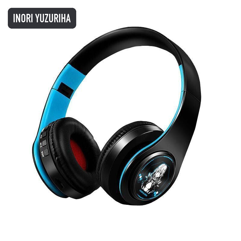 Inori Yuzuriha anime voice Bluetooth headphones — Black / Blue