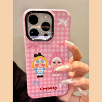 Crybaby Pink Plaid Magnetic Phone Stand & Case — 3 Options