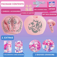Cipher wireless earbuds package contents — design 35