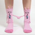 Pink Rabbit Magnetic Hand-Holding Socks - Funny Expression