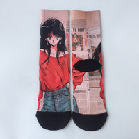 Cartoon Graffiti Trendy Socks - Cotton Crew (Unisex)