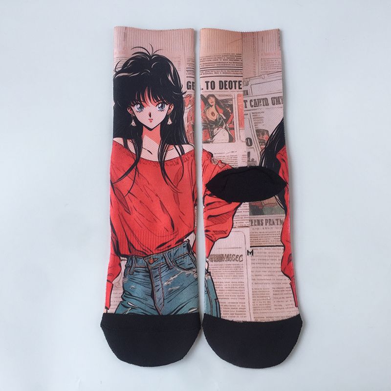 Cartoon Graffiti Trendy Socks - Cotton Crew (Unisex)