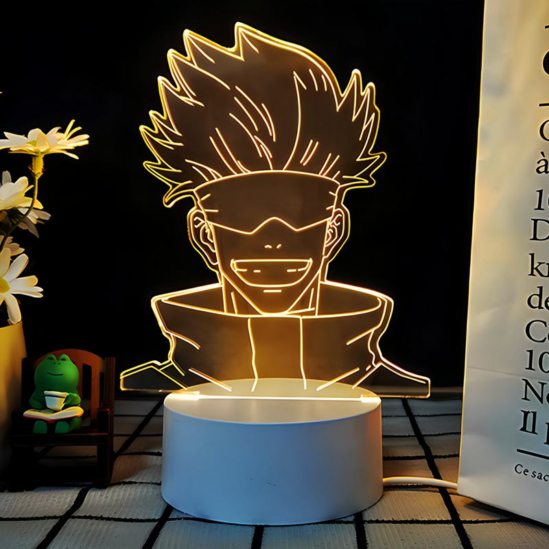 JJK 3D LED Night Light - Multi-Color Dimmable Desk Lamp — Satoru Gojo - Spiky Hair / 3 Colors + Switch