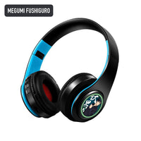 Megumi Fushiguro anime voice Bluetooth headphones — Black / Blue