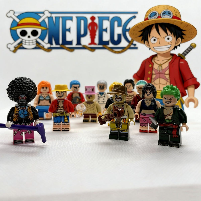 One Piece Building Block Minifigures - Luffy, Zoro, Nami, Chopper, Franky