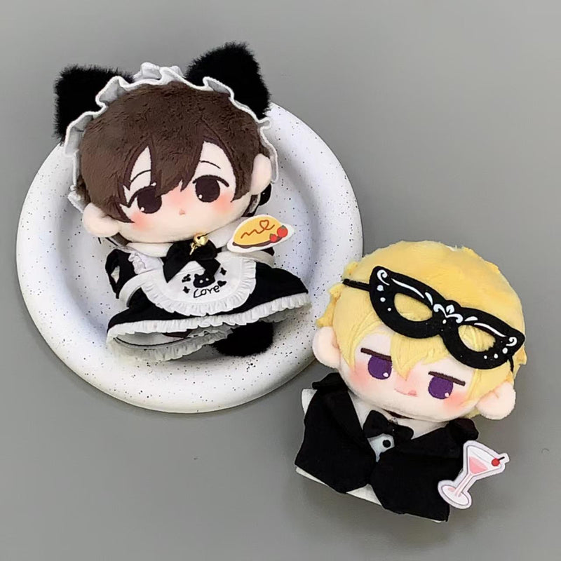 Cat Maid Outfit Set for 10cm Cotton Doll - Ears, Dress, Bib & Tail