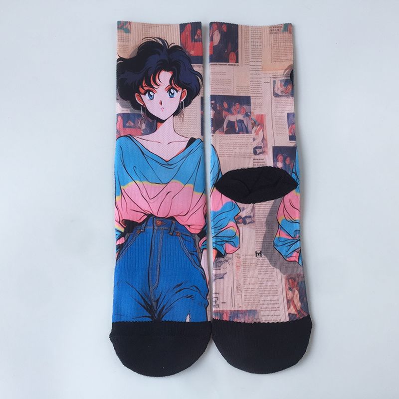 Cartoon Graffiti Trendy Socks - Cotton Crew (Unisex)