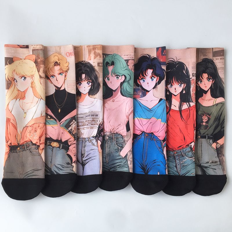 Cartoon Graffiti Trendy Socks - Cotton Crew (Unisex)