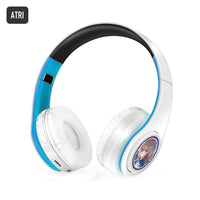 Atri anime voice Bluetooth headphones — White / Blue