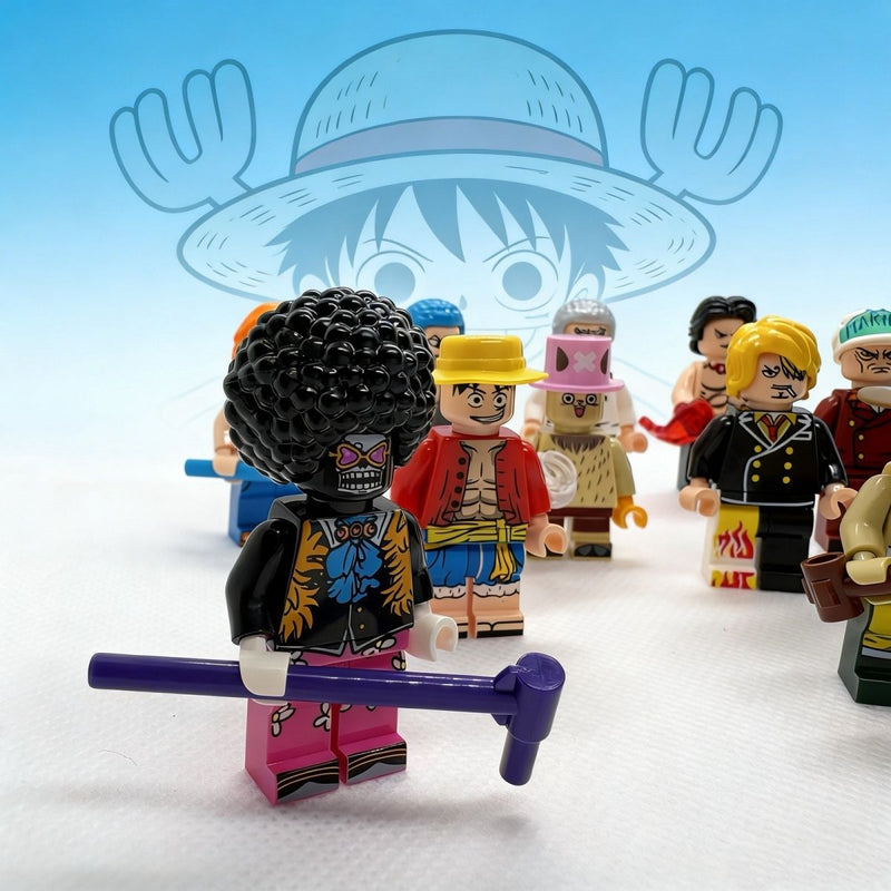 One Piece Building Block Minifigures - Luffy, Zoro, Nami, Chopper, Franky