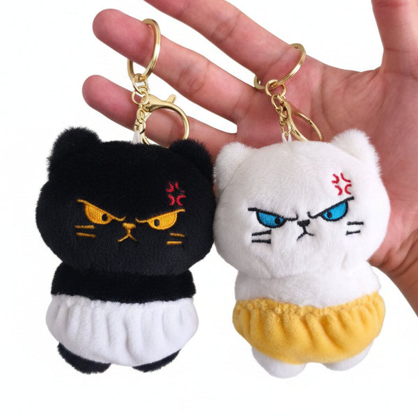 Moody Cat Plush Keychain - Funny Grumpy Cat Doll