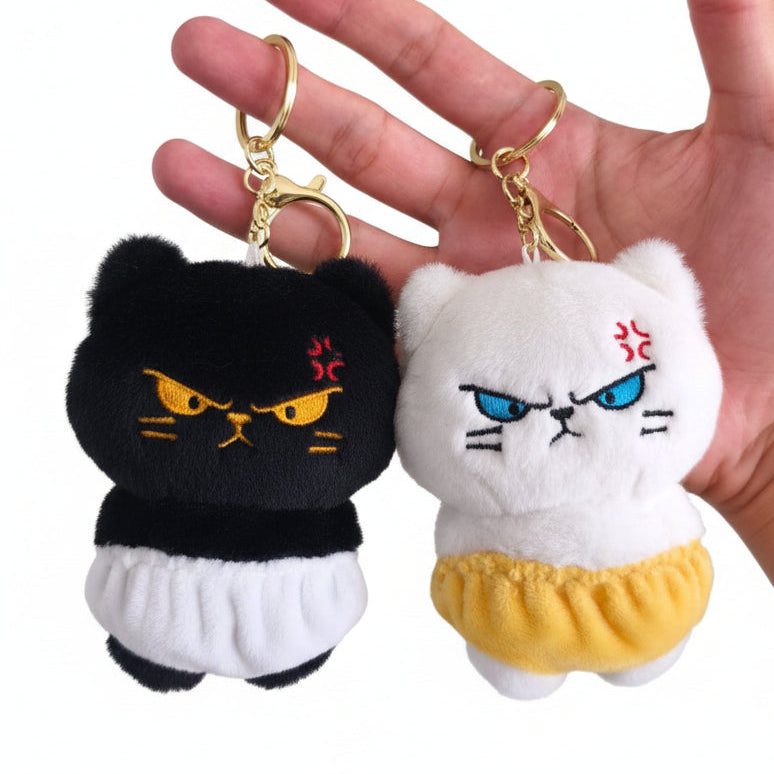 Moody Cat Plush Keychain - Funny Grumpy Cat Doll
