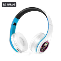 Rei Ayanami anime voice Bluetooth headphones — White / Blue