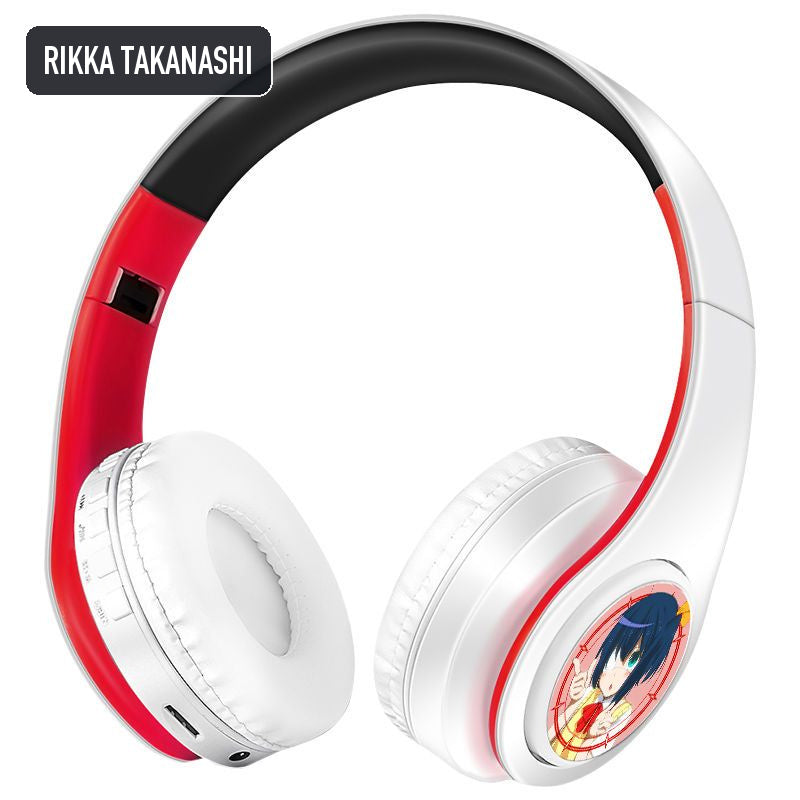 Rikka Takanashi anime voice Bluetooth headphones — White / Red