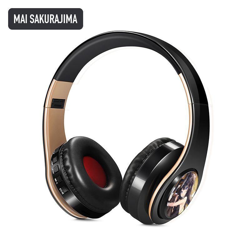Mai Sakurajima anime voice Bluetooth headphones — Black / Gold