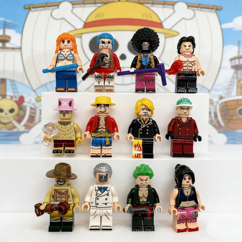 One Piece Building Block Minifigures - Luffy, Zoro, Nami, Chopper, Franky