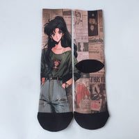 Cartoon Graffiti Trendy Socks - Cotton Crew (Unisex)