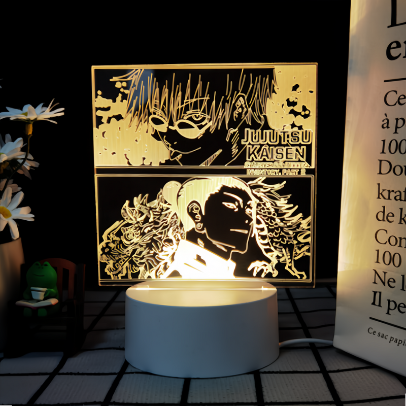 JJK 3D LED Night Light - Multi-Color Dimmable Desk Lamp — Satoru Gojo & Suguru Geto / 3 Colors + Switch