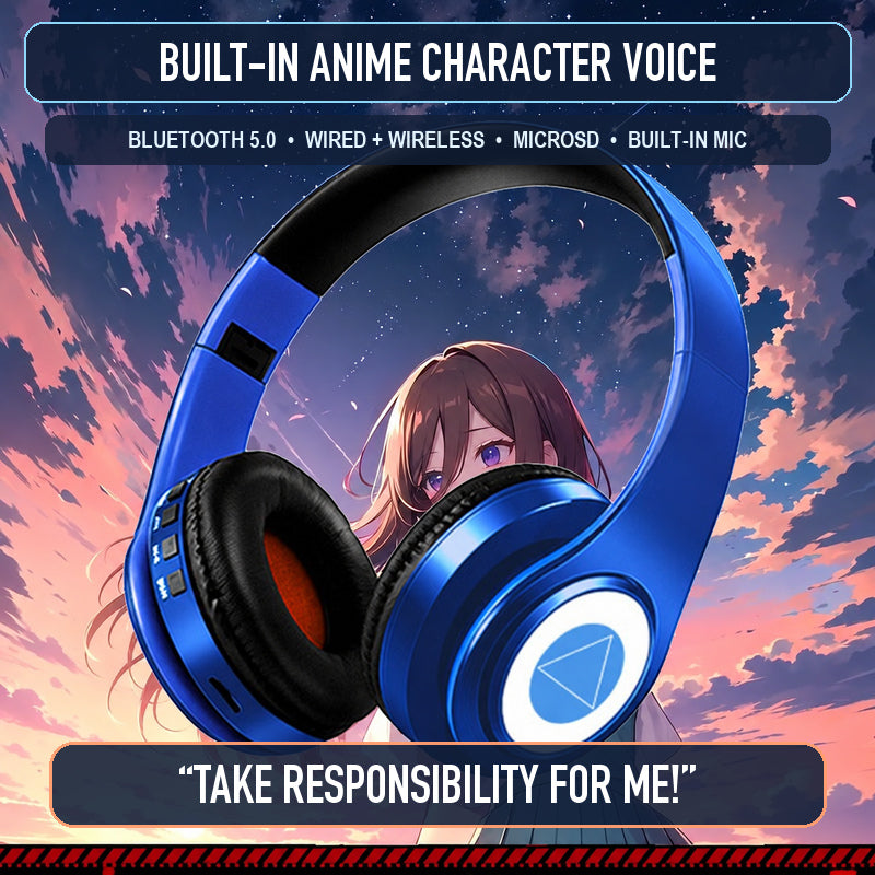 Miku anime voice Bluetooth headphones with built-in character voice feature