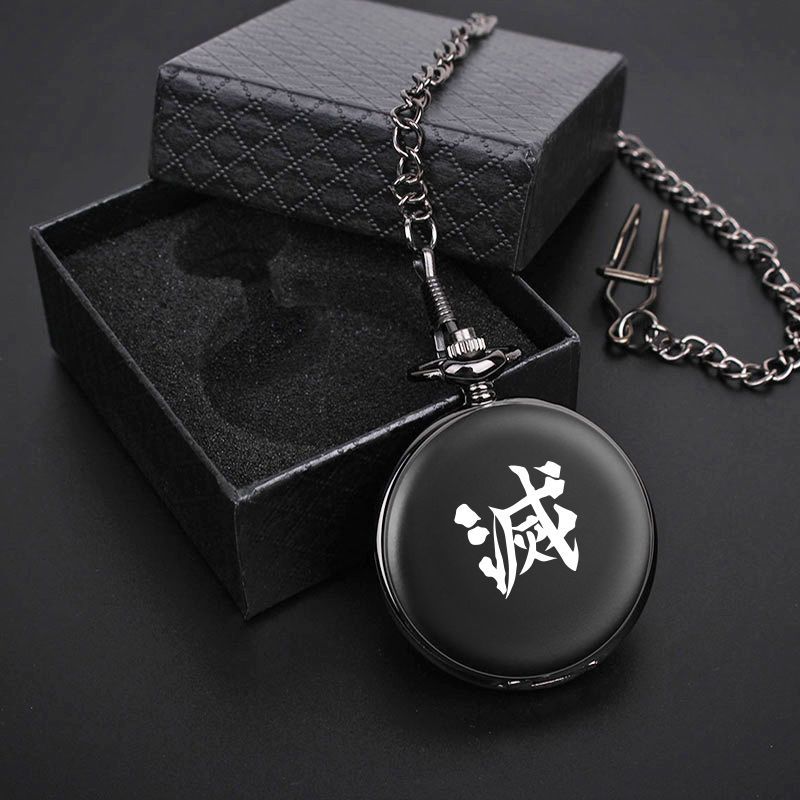 Demon Slayer Pocket Watch — Engraved Quartz Watch on Chain or Necklace