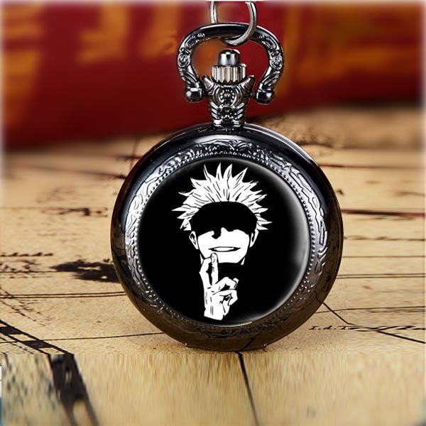 Jujutsu Kaisen Pocket Watch Necklace — Vintage Quartz Pendant — Satoru Gojo - Silhouette / Standard
