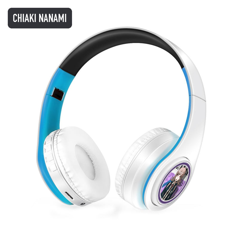 Chiaki Nanami anime voice Bluetooth headphones — White / Blue