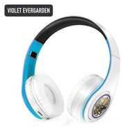 Violet Evergarden anime voice Bluetooth headphones — White / Blue