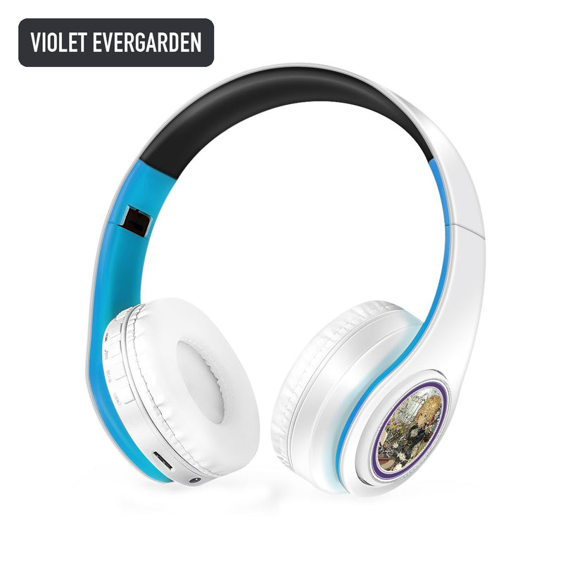 Violet Evergarden anime voice Bluetooth headphones — White / Blue