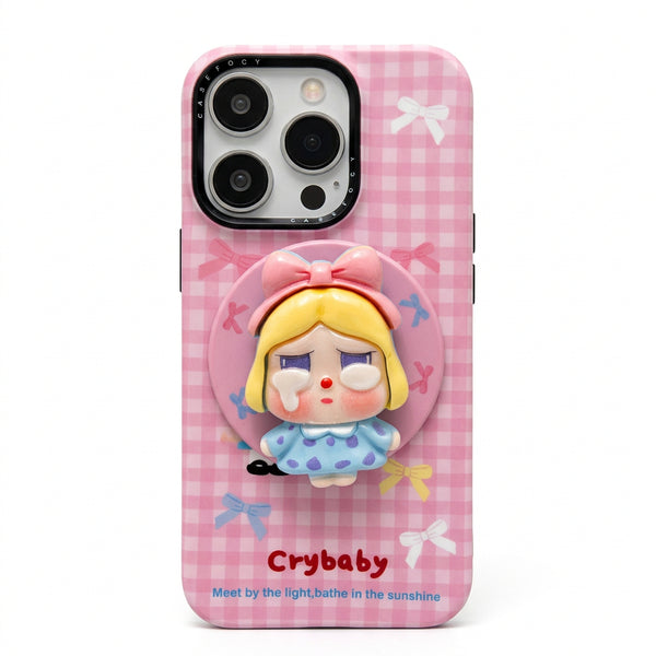 Crybaby Pink Plaid Magnetic Phone Stand & Case — 3 Options