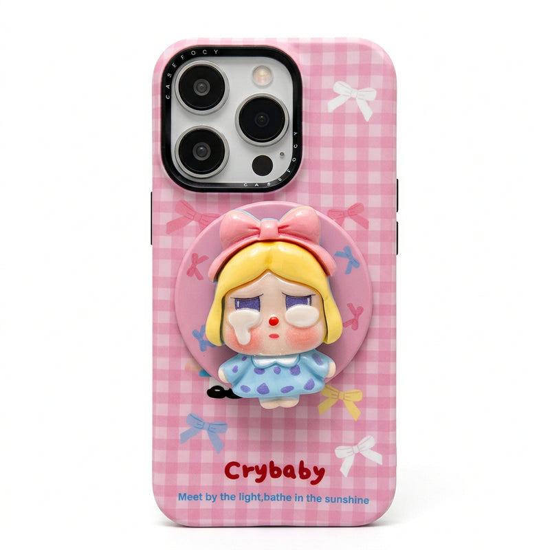 Crybaby Pink Plaid Magnetic Phone Stand & Case — 3 Options