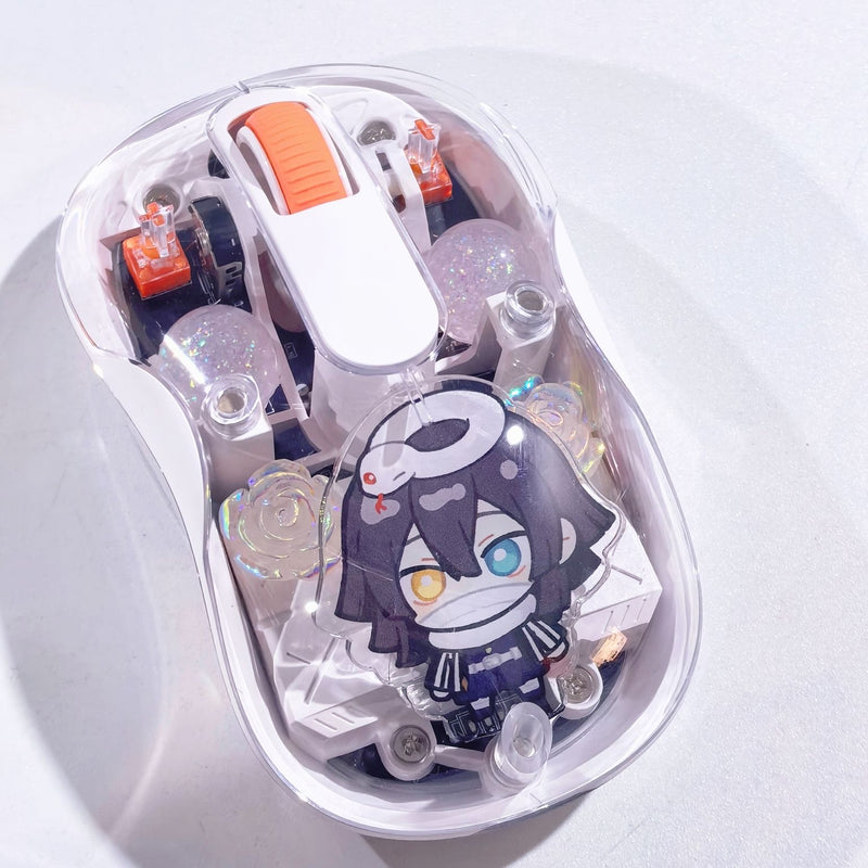 Demon Slayer Transparent Wireless Mouse — Silent Bluetooth Mouse with Character Charm Inside