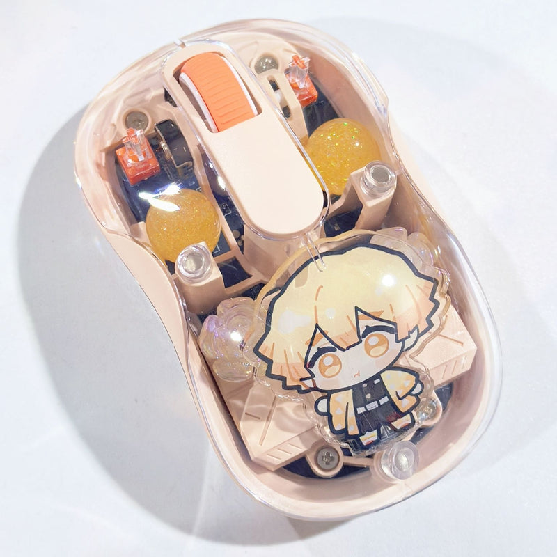 Demon Slayer Transparent Wireless Mouse — Silent Bluetooth Mouse with Character Charm Inside