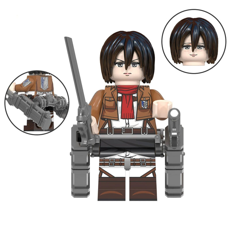 Attack on Titan Building Block Minifigures - Eren, Mikasa, Levi & Titans