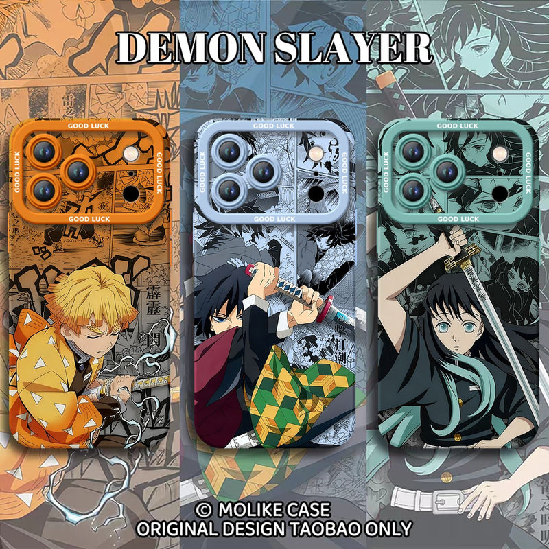 Demon Slayer Silicone Phone Case — Soft Shockproof Case with Full Lens Cover