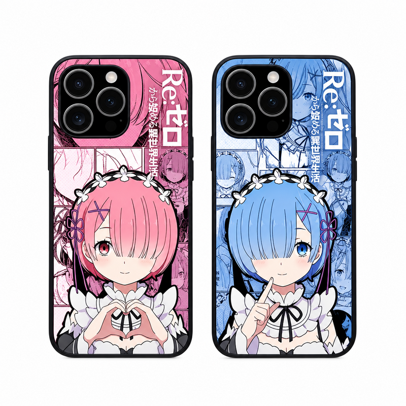 Re:Zero Rem & Ram Lenticular Phone Case on a white background