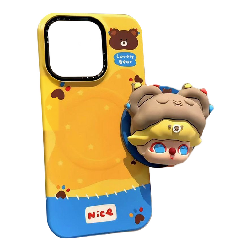 DIMOO Bear-Hat Magnetic Phone Case & Stand Options — full product on white background