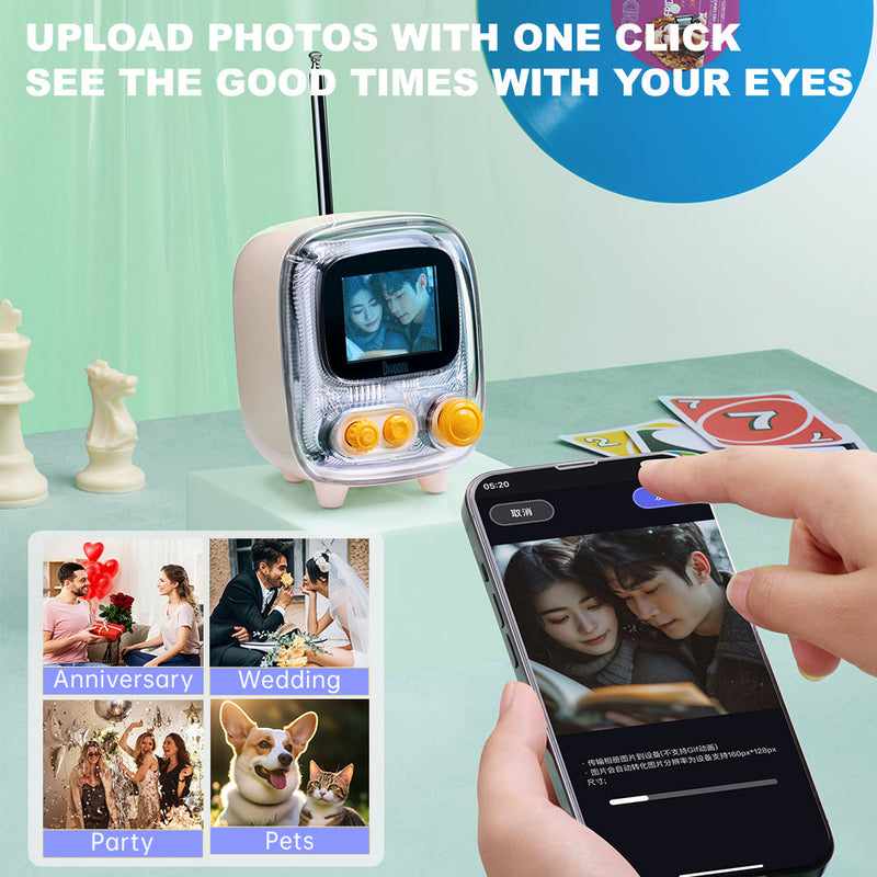 Retro Pixel Bluetooth Speaker with Photo Album Display