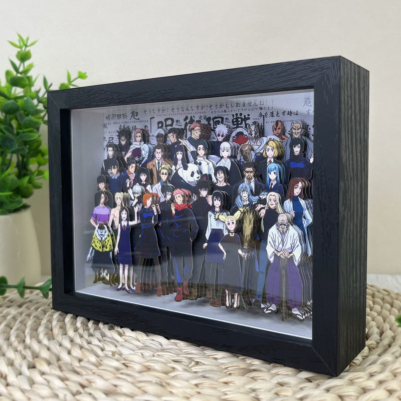JJK 3D Layered Shadow Box Art - Framed Group Decor