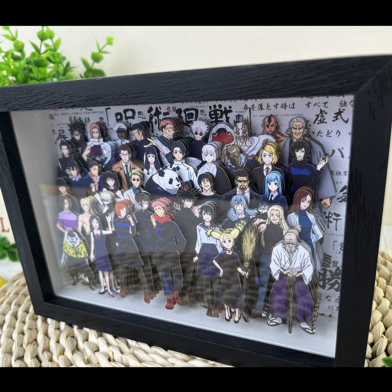 JJK 3D Layered Shadow Box Art - Framed Group Decor