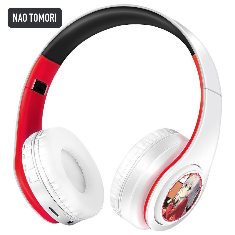 Nao Tomori anime voice Bluetooth headphones — White / Red
