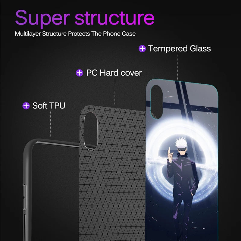 Jujutsu Kaisen Anime Tempered-Glass Case for Samsung Galaxy & iPhone