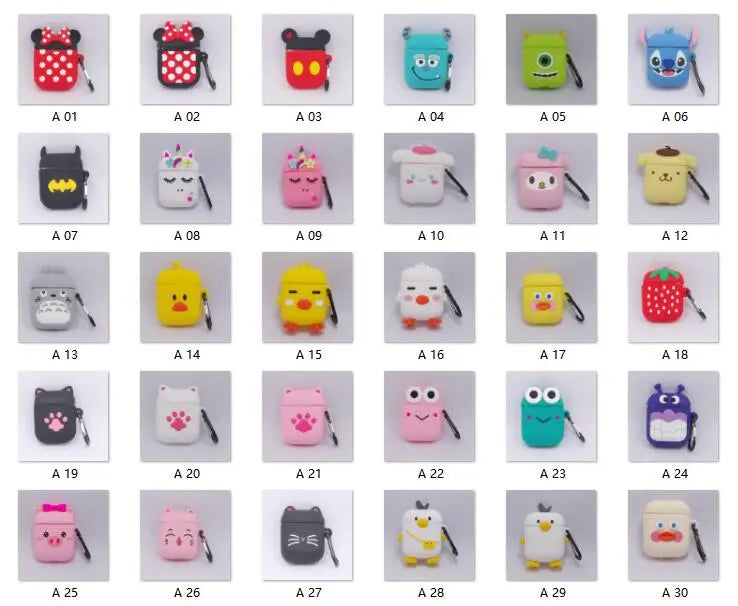3D Cartoon Anime AirPods Case with Keychain - Soft Silicone Cover