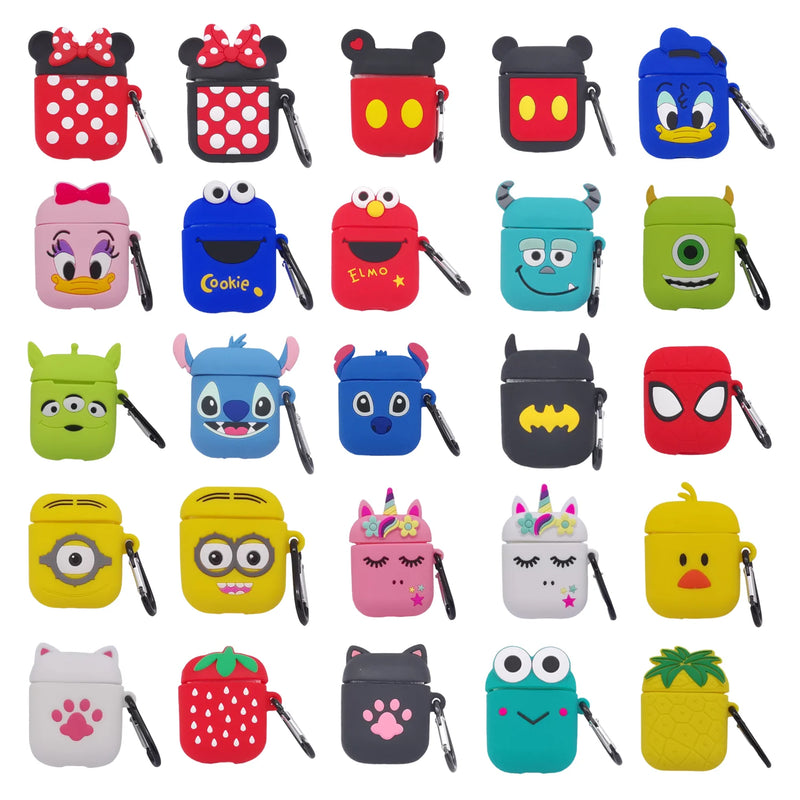 3D Cartoon Anime AirPods Case with Keychain - Soft Silicone Cover