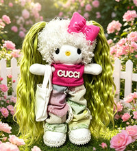 Kitty Fashion Doll Plush Keychain - Long-Leg Curly-Hair Bag Charm (15cm)