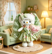 Kitty Fashion Doll Plush Keychain - Long-Leg Curly-Hair Bag Charm (15cm)