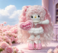 Kitty Fashion Doll Plush Keychain - Long-Leg Curly-Hair Bag Charm (15cm)