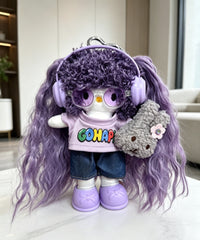 Kitty Fashion Doll Plush Keychain - Long-Leg Curly-Hair Bag Charm (15cm)