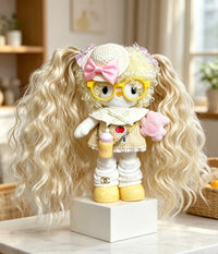 Kitty Fashion Doll Plush Keychain - Long-Leg Curly-Hair Bag Charm (15cm)